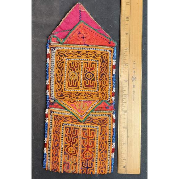 Kuchi Embroidered Pouch Wallet Central Asian Handmade Beaded Pink Flap - Picture 3 of 9